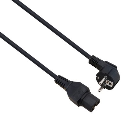 helos Netzanschlusskabel, Schutzkontaktstecker 90 auf C15, schwarz, 1,8m