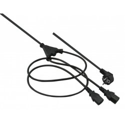 Helos 262674 câble électrique Noir 2 m CEE 7/7 Coupleur 2 x C13