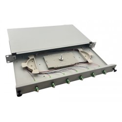 helos LWL 19" Spleissbox 6 x LC/APC Duplex OS2, spleifertig, grau