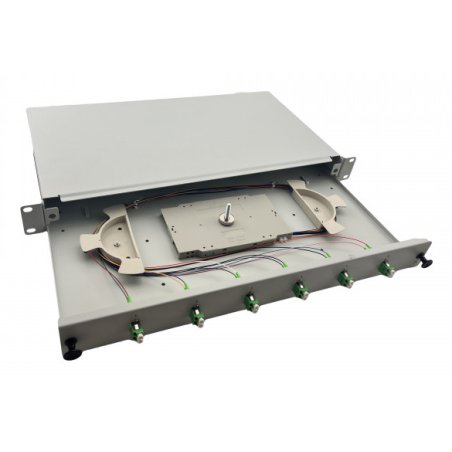 helos LWL 19" Spleissbox 6 x LC/APC Duplex OS2, spleifertig, grau