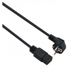 helos Netzanschlusskabel, Schutzkontaktstecker 90 auf C19, schwarz, 3,0m