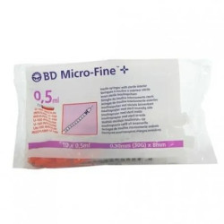Becton Dickinson Insulin Syringe 0.5ml U-100 30G x 8mm - Pack of 10