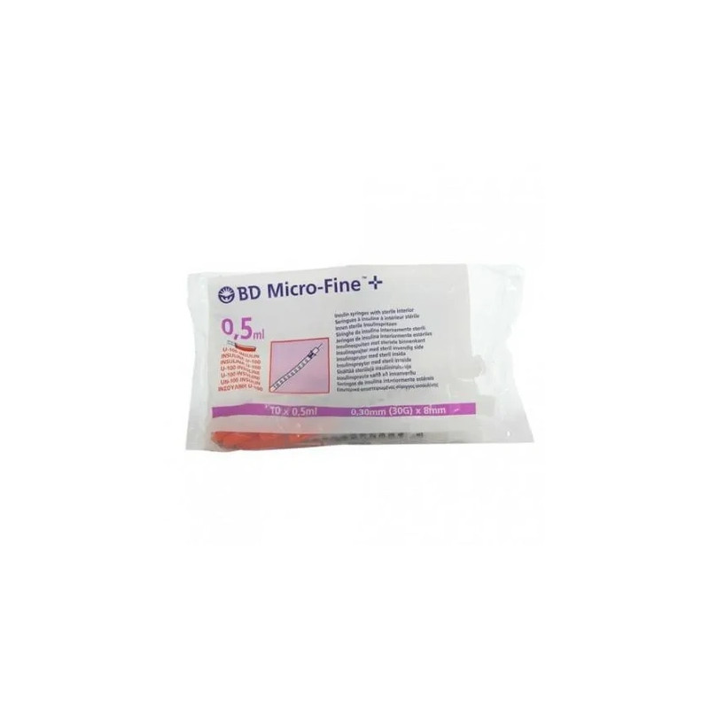 Becton Dickinson Insulin Syringe 0.5ml U-100 30G x 8mm - Pack of 10