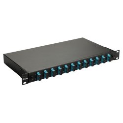 Equip 12-Port Fiber Optic Splice Box, SC Duplex, OM3, 1U, Equipped, Black