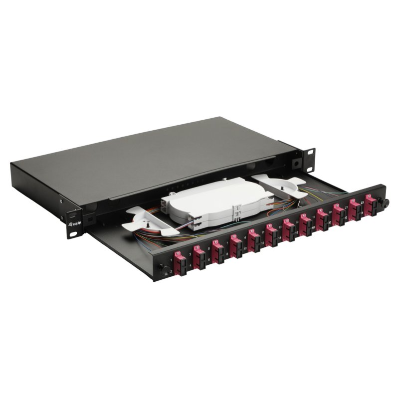 Equip LWL-Spleißkasten 12-Port SC-Duplex OM4 1U komplett sw