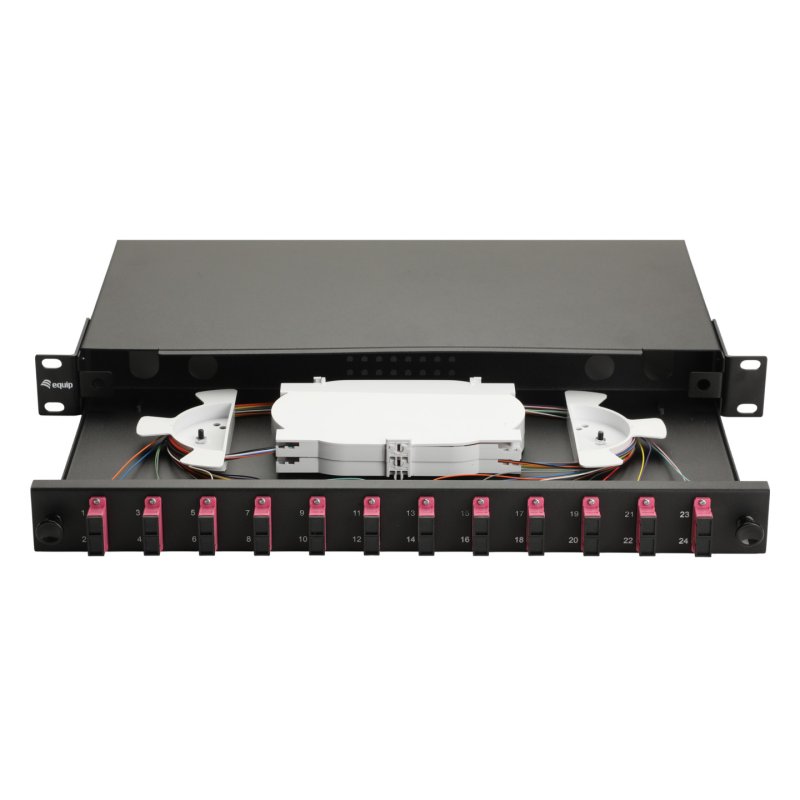 Equip LWL-Spleißkasten 12-Port SC-Duplex OM4 1U komplett sw