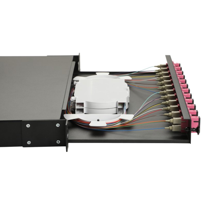 Equip LWL-Spleißkasten 12-Port SC-Duplex OM4 1U komplett sw