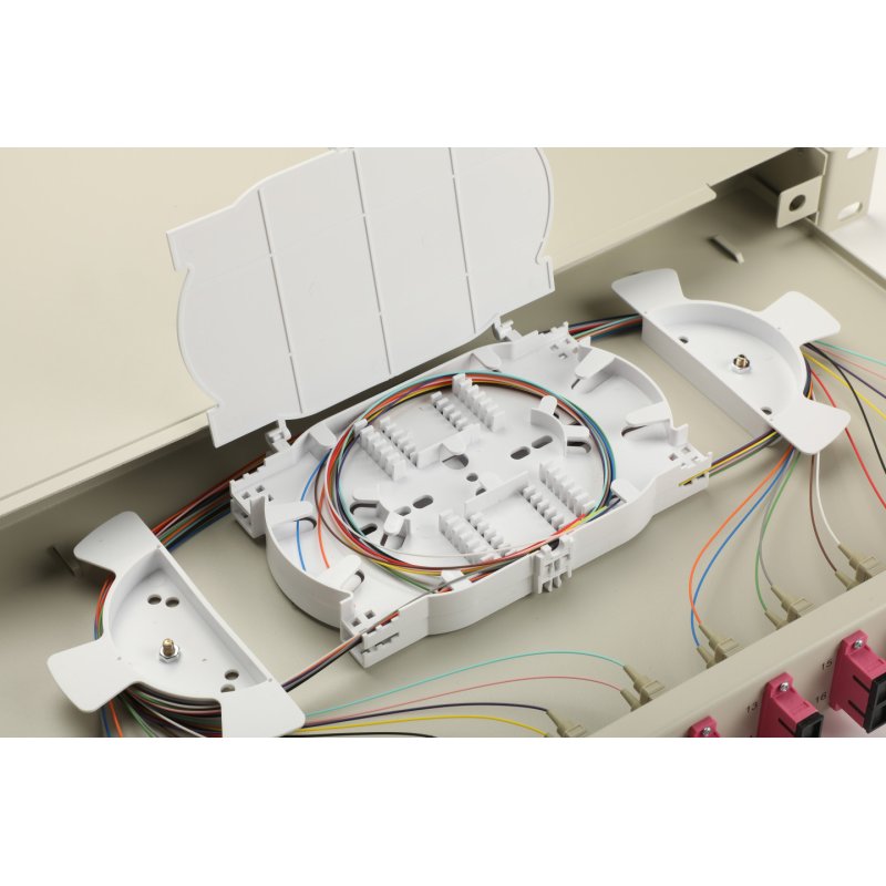 Equip 12-Port Fiber Optic Splice Box, SC Duplex, OM4, 1U, Equipped, Grey