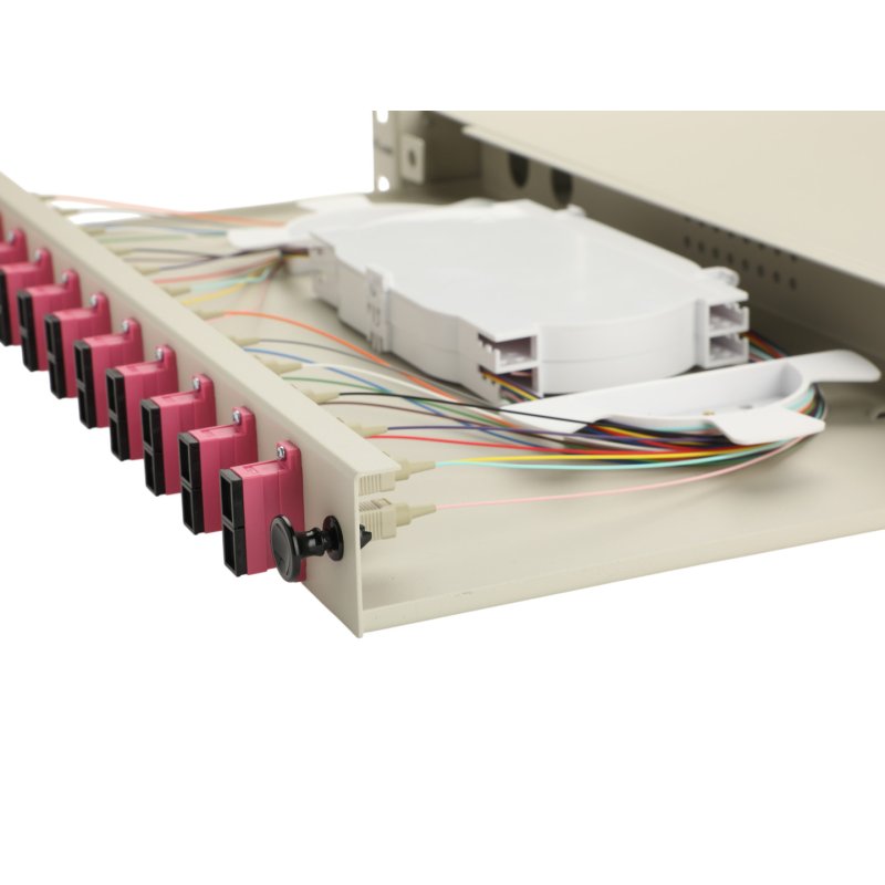 Equip 12-Port Fiber Optic Splice Box, SC Duplex, OM4, 1U, Equipped, Grey
