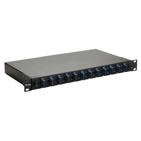 Equip 12-Port Fiber Optic Splice Box, SC Duplex, OS2, 1U, Equipped, Black