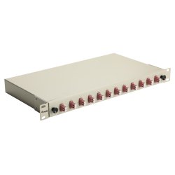 Equip 12-Port Fiber Optic Splice Box, LC Duplex, OM4, 1U, Equipped, Grey