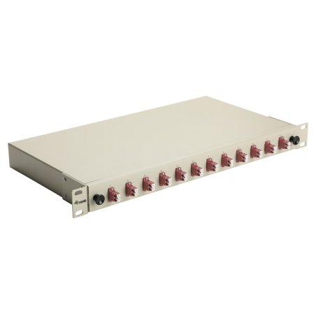 Equip 12-Port Fiber Optic Splice Box, LC Duplex, OM4, 1U, Equipped, Grey