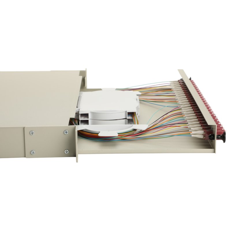 Equip 24-Port Fiber Optic Splice Box, LC Duplex, OM4, 1U, Equipped, Grey