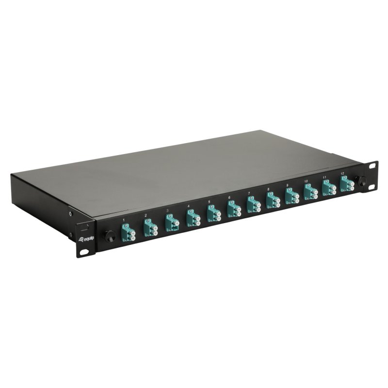 Equip LWL-Spleißkasten 12-Port LC-Duplex OM3 1U komplett sw