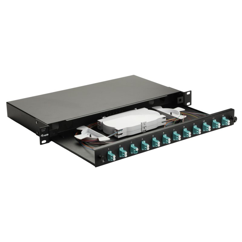 Equip LWL-Spleißkasten 12-Port LC-Duplex OM3 1U komplett sw