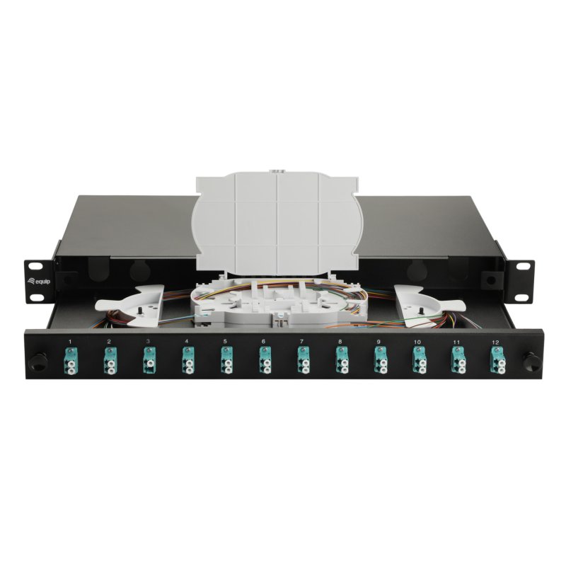 Equip LWL-Spleißkasten 12-Port LC-Duplex OM3 1U komplett sw