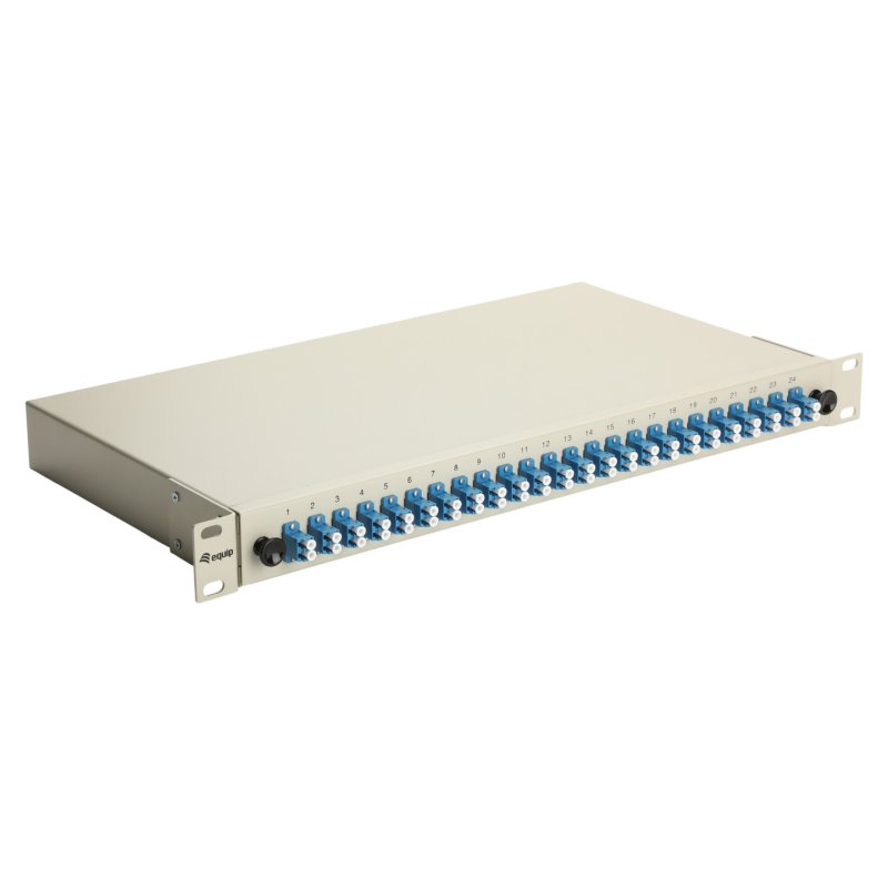 Equip 24-Port Fiber Optic Splice Box, LC Duplex, OS2, 1U, Equipped, Grey