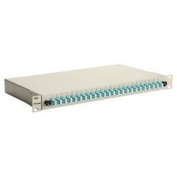 Equip 24-Port Fiber Optic Splice Box, LC Duplex, OM3, 1U, Equipped, Grey