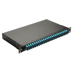Equip 24-Port Fiber Optic Splice Box, LC Duplex, OM3, 1U, Equipped, Black