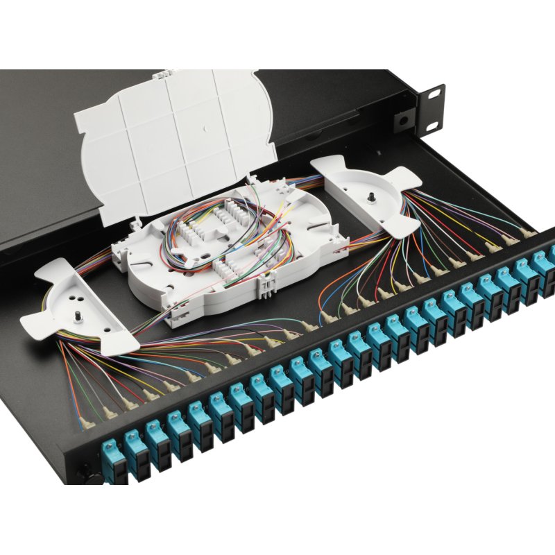 Equip LWL-Spleißkasten 24-Port LC-Duplex OM3 1U komplett sw