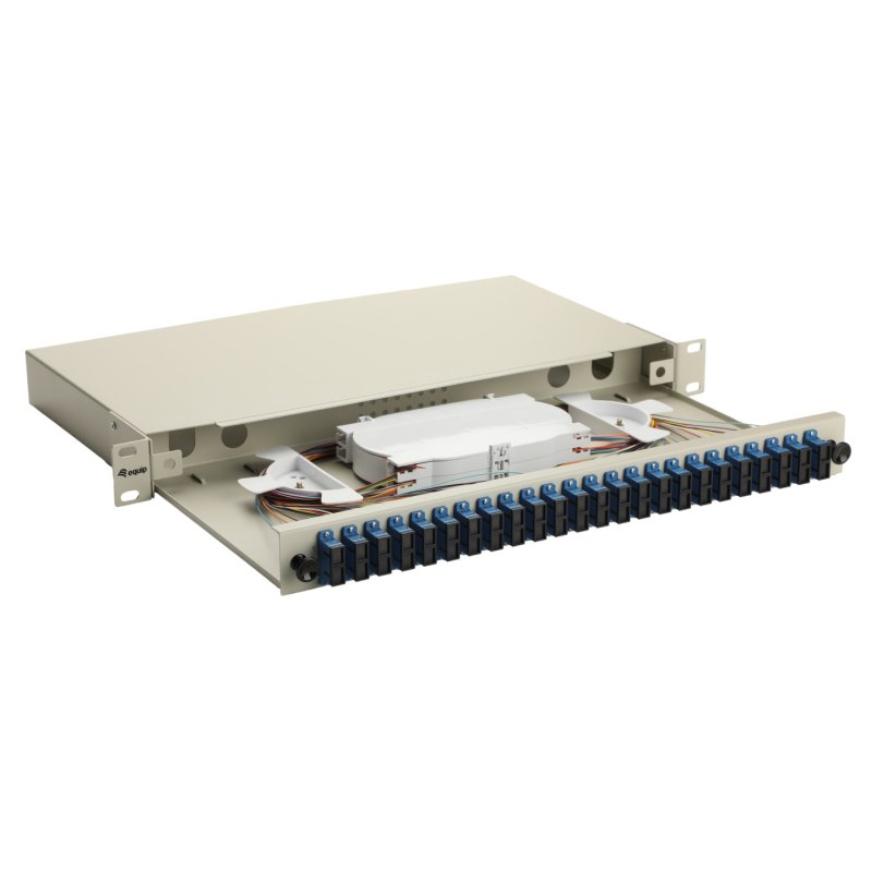 Equip 24-Port Fiber Optic Splice Box, SC Duplex, OS2, 1U, Equipped, Grey