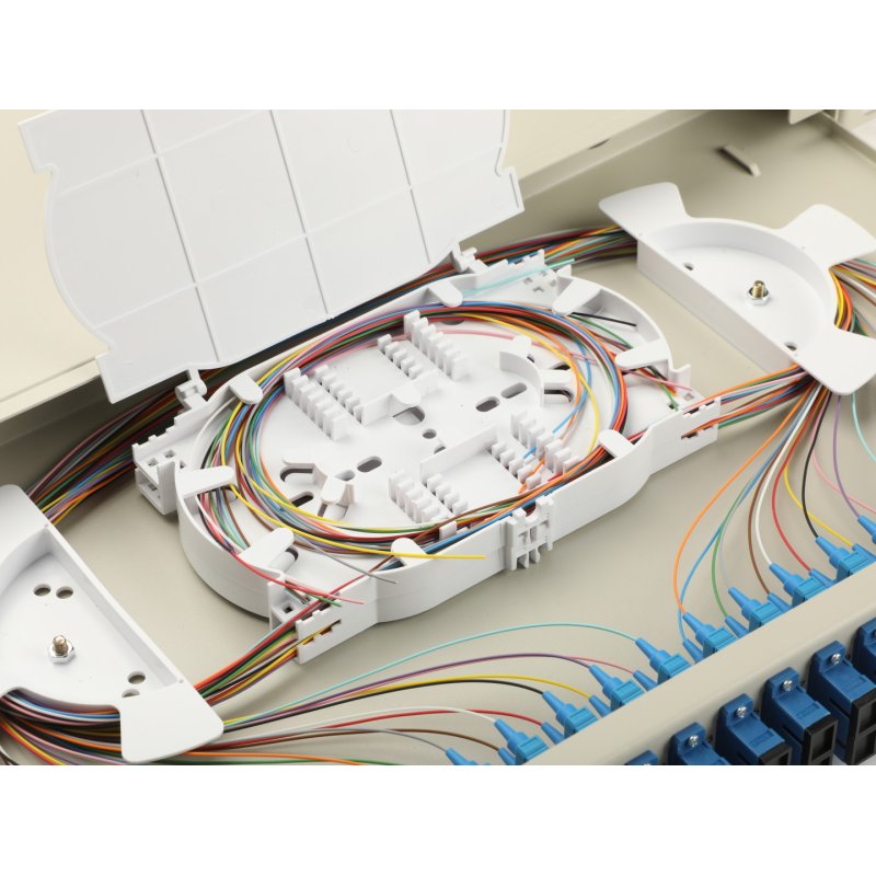 Equip 24-Port Fiber Optic Splice Box, SC Duplex, OS2, 1U, Equipped, Grey