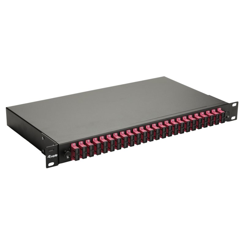 Equip 24-Port Fiber Optic Splice Box, SC Duplex, OM4, 1U, Equipped, Blac