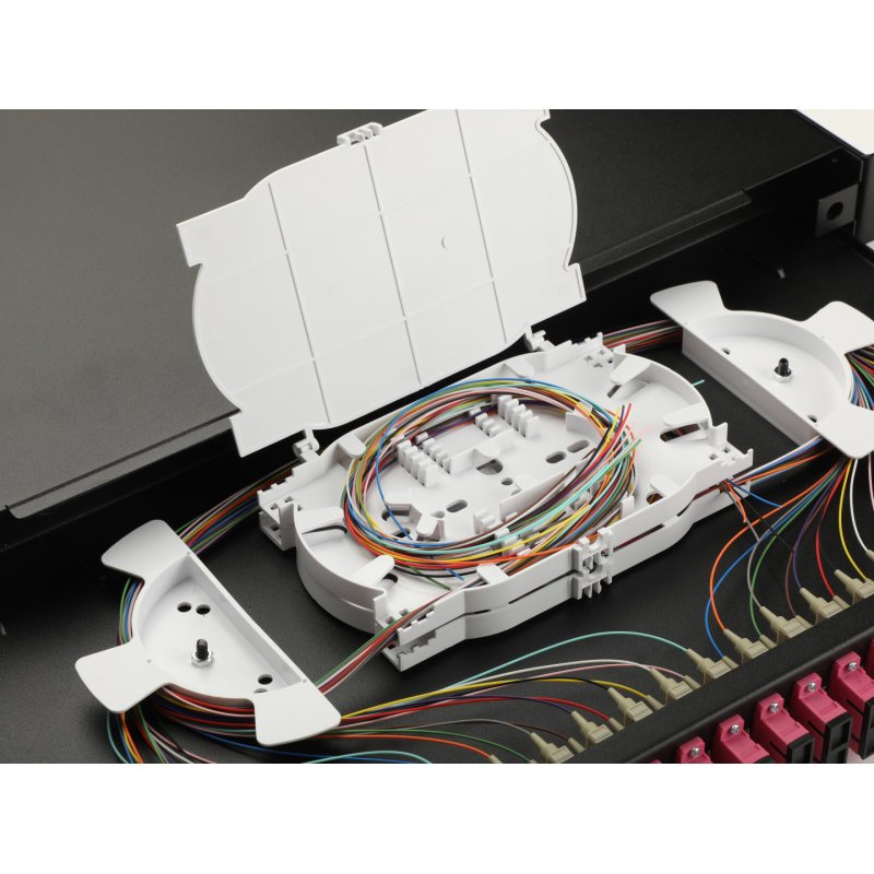 Equip 24-Port Fiber Optic Splice Box, SC Duplex, OM4, 1U, Equipped, Blac
