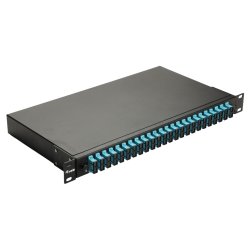 Equip 24-Port Fiber Optic Splice Box, SC Duplex, OM3, 1U, Equipped, Black