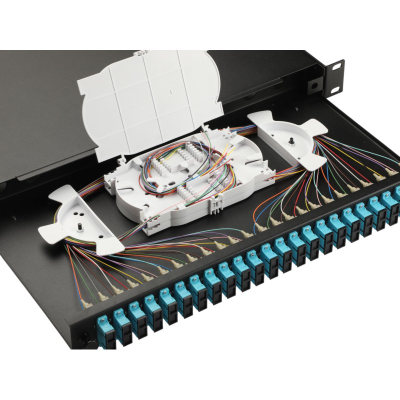 Equip LWL-Spleißkasten 24-Port SC-Duplex OM3 1U komplett sw