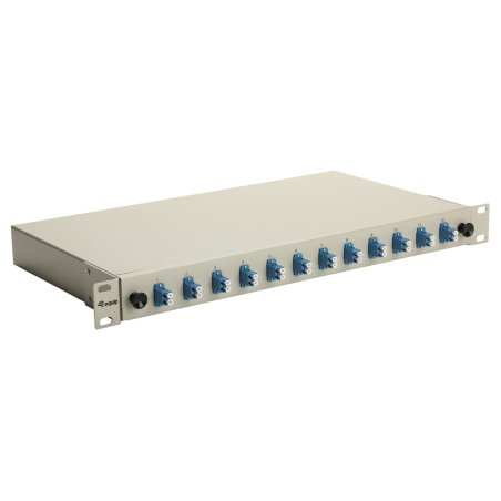 Equip 12-Port Fiber Optic Splice Box, LC Duplex, OS2, 1U, Equipped, Grey