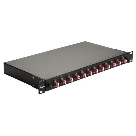 Equip 12-Port Fiber Optic Splice Box, LC Duplex,OM4, 1U, Equipped, Black