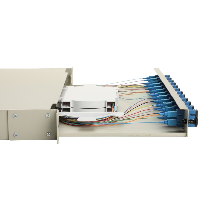 Equip 12-Port Fiber Optic Splice Box, SC Duplex, OS2, 1U, Equipped, Grey