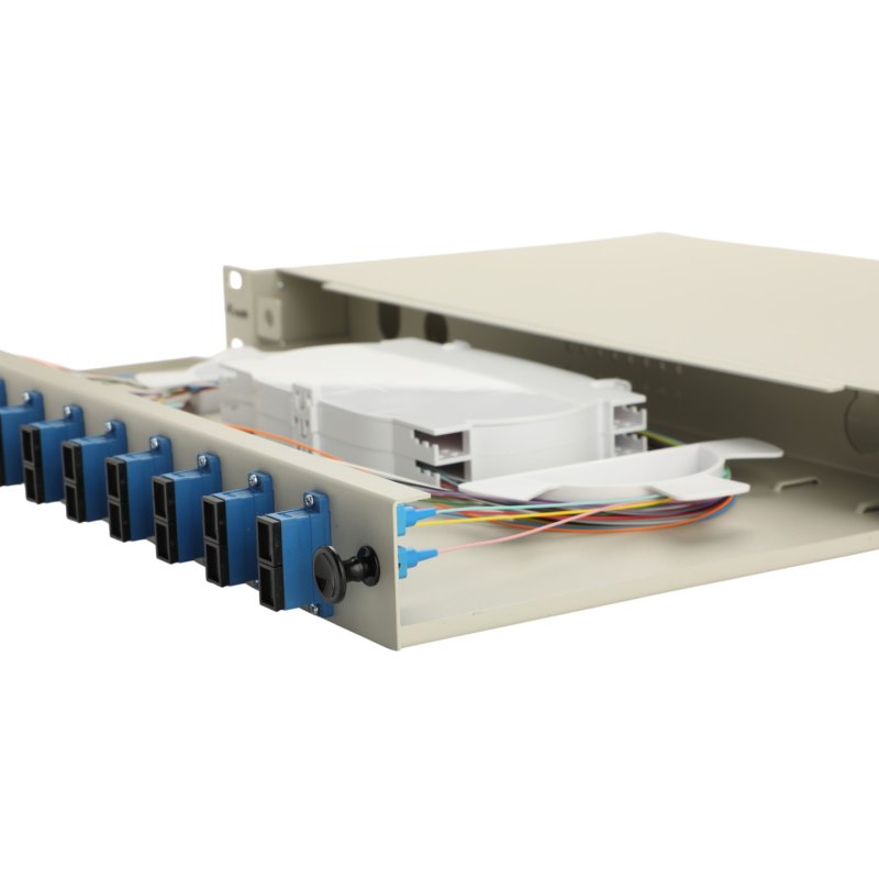 Equip 12-Port Fiber Optic Splice Box, SC Duplex, OS2, 1U, Equipped, Grey