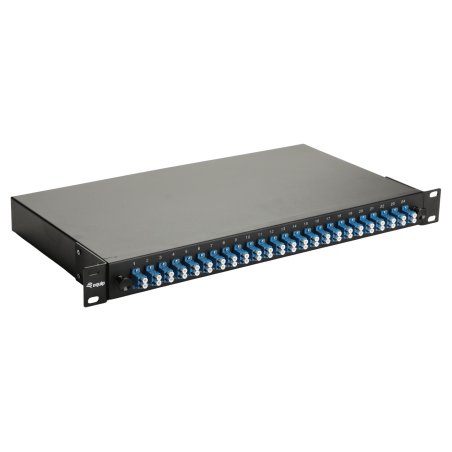 Equip 24-Port Fiber Optic Splice Box, LC Duplex, OS2, 1U, Equipped, Black