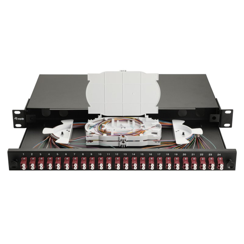 Equip LWL-Spleißkasten 24-Port LC-Duplex OM4 1U komplett sw