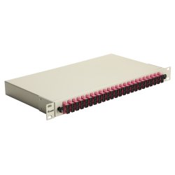 Equip 24-Port Fiber Optic Splice Box, SC Duplex, OM4, 1U, Equipped, Grey