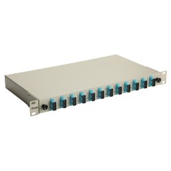 Equip 12-Port Fiber Optic Splice Box, SC Duplex, OM3, 1U, Equipped, Grey
