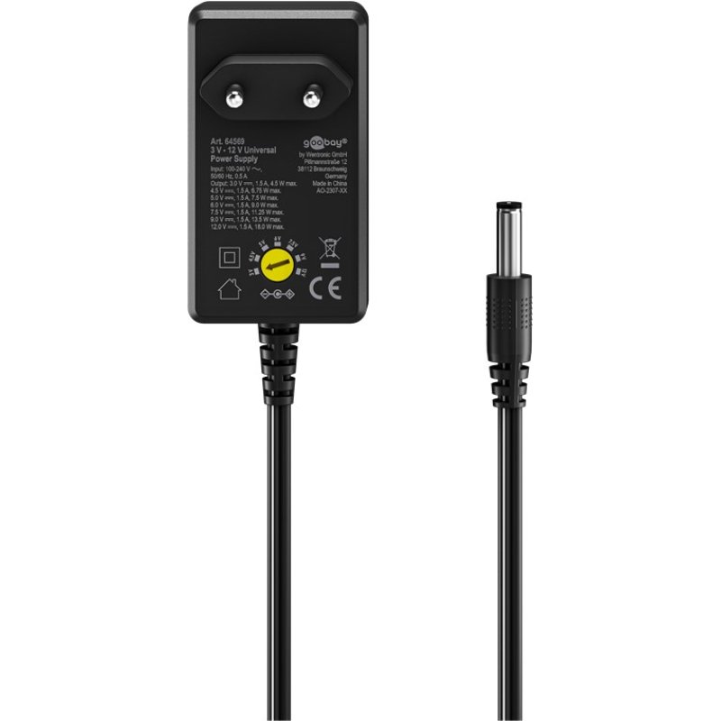 Goobay 64569 mobile device charger Universal Black AC, DC Indoor
