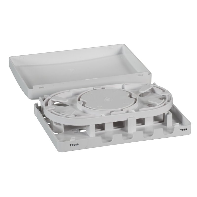 FTTH Indoor Anschlussbox fr 4Fasern, 4Kupplungen, Faserberlngenaufnahme