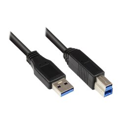 Alcasa 2710-S002 USB cable USB 3.2 Gen 1 (3.1 Gen 1) 0.2 m USB A USB B 5 Gbit/s Black
