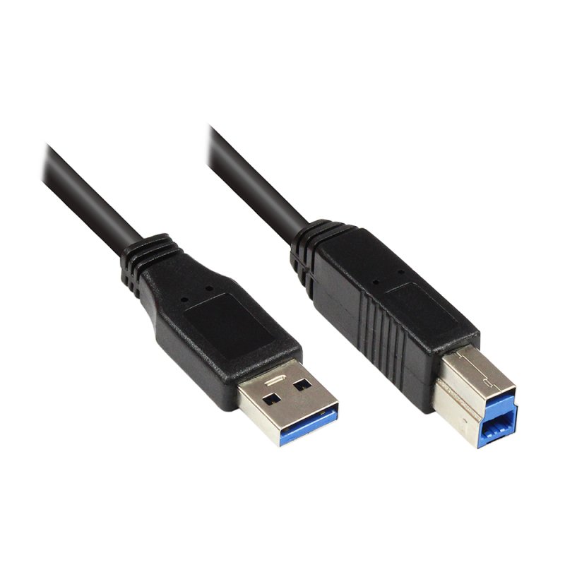 Alcasa 2710-S002 câble USB USB 3.2 Gen 1 (3.1 Gen 1) 0,2 m USB A USB B 5 Gbit/s Noir