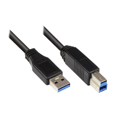 Alcasa 2710-S002 USB cable USB 3.2 Gen 1 (3.1 Gen 1) 0.2 m USB A USB B 5 Gbit/s Black