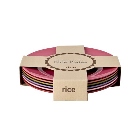 Rice - Melamine Round Dinner Plates - Assorted Solid Colors - 6 Pack