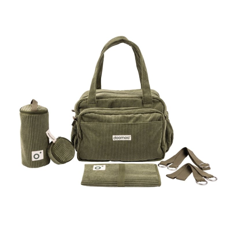 Doomoo - Diaper Bag with 8 Accessories - Khaki Corduroy