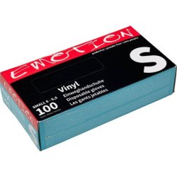 Efalock Emotion Vinyl Disposable Gloves Size S Powder-Free Black 100 Pack