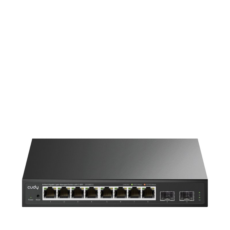 Cudy 8-Port Gigabit Easy-Managed Switch with 2 SFP, GS108ES2 1.0 L2 Gigabit Ethernet (10/100/1000) Black