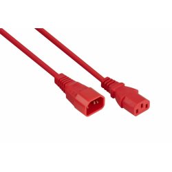 kabelmeister Kaltgeräteverlängerung C14 an C13 rot 2m