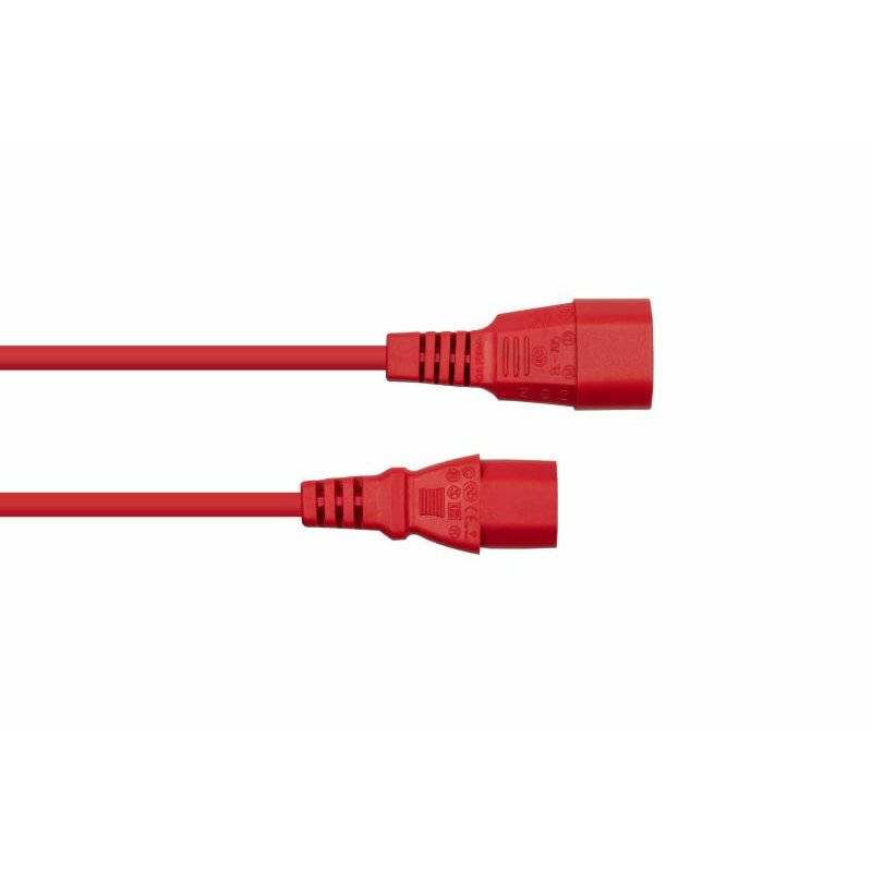 kabelmeister Kaltgeräteverlängerung C14 an C13 rot 2m