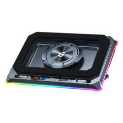 Conceptronic THYIA03B Turbofan Gaming Laptop Cooling Pad with USB Hub, RGB, Sealed Foam, Mobile Holder